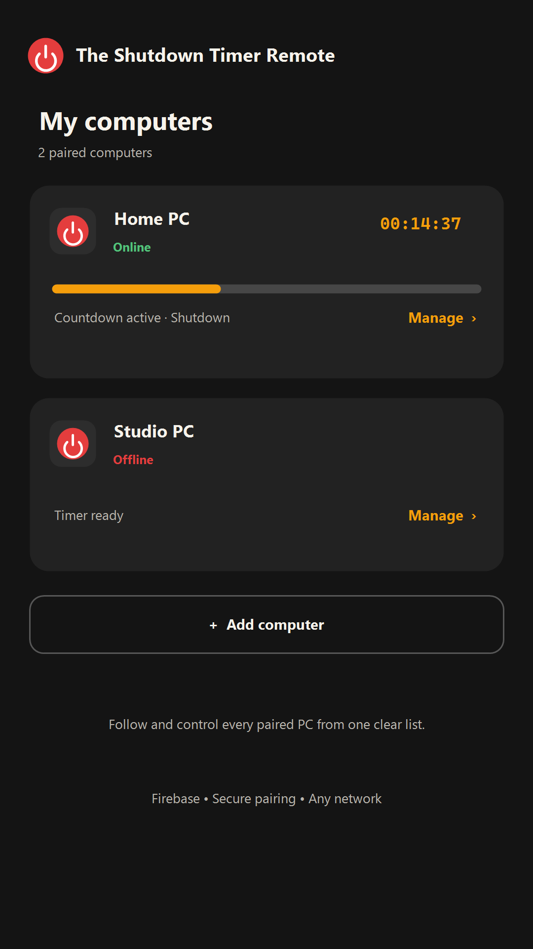 Multiple paired computers list